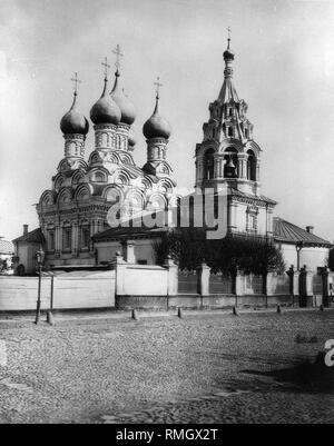 Die Kirche von Saint Nicholas das Wonderworker auf Pyzhi in Moskau. Albumin Photo Stockfoto