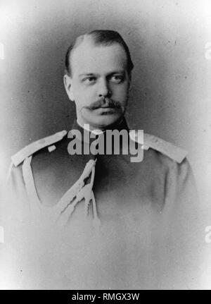 Portrait von Großfürst Alexander Alexandrovitch von Russland (1845-1894). Albumin Photo Stockfoto