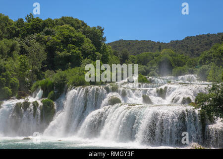 Skradinski Buk: der letzte Wasserfall am Fluss Krka, Nationalpark Krka, Kroatien Stockfoto