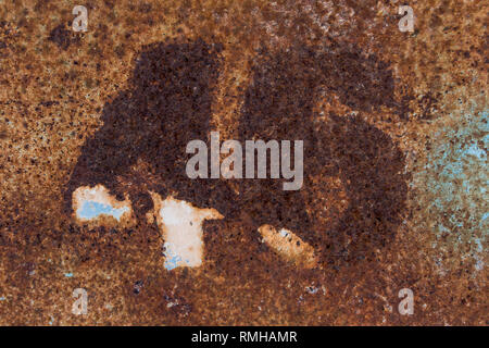 Rusty Nummer 46 auf verrostetem Metall, Nummer 46 Stockfoto