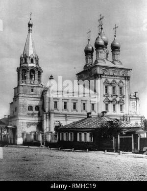 Die Kirche von Saint Nicholas das Wonderworker auf Bolvanka in Moskau. Albumin Photo Stockfoto