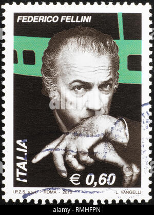 Italienische Regisseur Federico Fellini auf Briefmarke Stockfoto