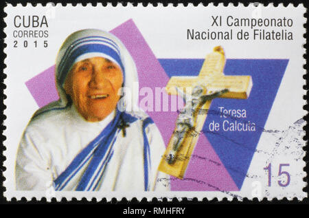 Mutter Teresa auf kubanische Briefmarke Stockfoto