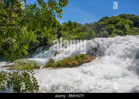 Skradinski Buk: der letzte Wasserfall am Fluss Krka, Nationalpark Krka, Kroatien Stockfoto