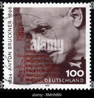 Deutschland - ca. 1996: einen Stempel in Deutschland bedruckt zeigt Anton Bruckner, Österreichischer Komponist, ca. 1996 Stockfoto