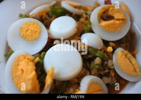 Wing Bean Garnelen Salat oder Yum Tua Poo, Thai scharfes Essen Stockfoto