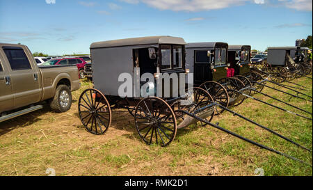 Amish fallen Schlamm Verkauf Verkauf von Buggys an einem bewölkten Tag Stockfoto