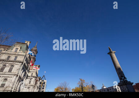 Montreal City Hall, auch genannt das Hotel de Ville, der an einem sonnigen Nachmittag weiter nach Nelson Spalte. Es ist die Heimat des Bürgermeisters und der lokalen admi Stockfoto