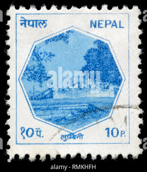 Briefmarke aus Nepal in den Ansichten in der Serie 1986 Stockfoto