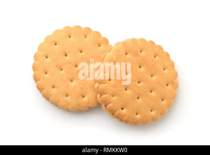 Blick von oben auf die zwei sandwich Cracker auf Weiß Stockfoto