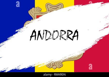 Pinselstrich Hintergrund mit Grunge gestaltete Flagge Andorra Stock Vektor