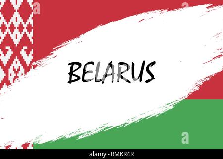 Pinselstrich Hintergrund mit Grunge gestaltete Flagge von Belarus Stock Vektor