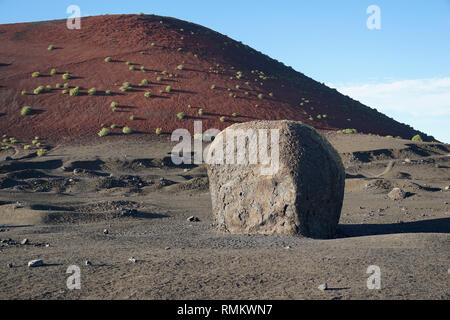 Vulkanische Décors, Montana Colorada, Parque de los Volcanes, Lanzarote, Kanarische Inseln, Spanien Stockfoto