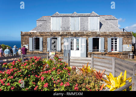 Der königlichen Artillerie Pförtnerloge, der Suche, Shirley Heights, Saint Paul Pfarrei, Antigua, Antigua und Barbuda, Kleine Antillen, Karibik Stockfoto