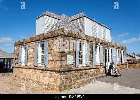 Der königlichen Artillerie Pförtnerloge, der Suche, Shirley Heights, Saint Paul Pfarrei, Antigua, Antigua und Barbuda, Kleine Antillen, Karibik Stockfoto
