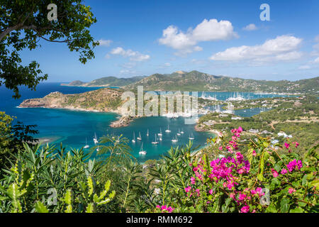 English Harbour von Shirley Heights, Nelson's Dockyard Nationalpark, Saint Paul Pfarrei, Antigua, Antigua und Barbuda, Kleine Antillen, Karibik Stockfoto