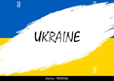 Pinselstrich Hintergrund mit Grunge gestaltete Flagge der Ukraine Stock Vektor