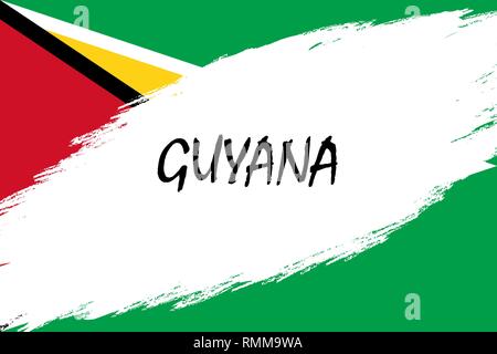Pinselstrich Hintergrund mit Grunge gestaltete Flagge Guyana Stock Vektor