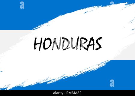 Pinselstrich Hintergrund mit Grunge gestaltete Flagge von Honduras Stock Vektor