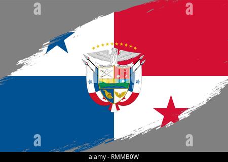 Pinselstrich Hintergrund mit Grunge gestaltete Flagge Panama Stock Vektor