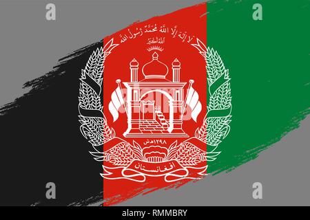 Pinselstrich Hintergrund mit Grunge gestaltete Fahne von Afghanistan Stock Vektor