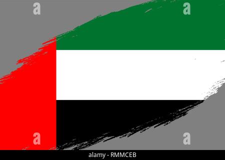 Pinselstrich Hintergrund mit Grunge gestaltete Flagge der Vereinigten Arabischen Emirate Stock Vektor