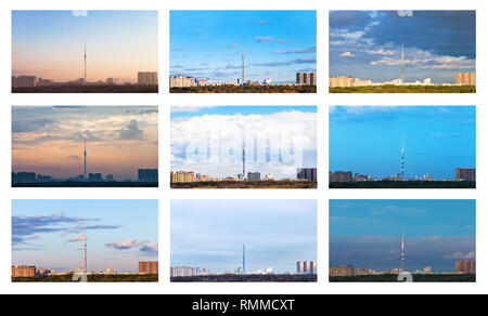 Collage von der Skyline in verschiedenen Jahreszeiten Stockfoto