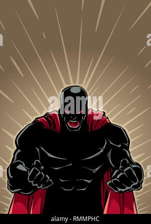 Screaming Superhero Background Silhouette Stock Vektor