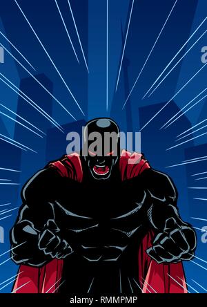 Screaming Superhero Background Silhouette Stock Vektor