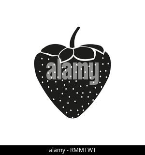 Erdbeere Flachbild Vektor. Red strawberry Berry flach auf das Symbol mit der Aufschrift bunte Vektor Illustration von ökologischen Lebensmitteln isoliert auf Weiss. Stock Vektor