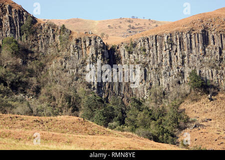 Basaltsäulen in Drakensburg Berge, Kwazulu Natal, Südafrika Stockfoto