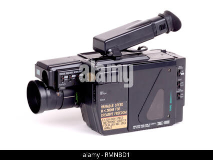 Analoge camcorder, auf weißem Hintergrund Stockfoto