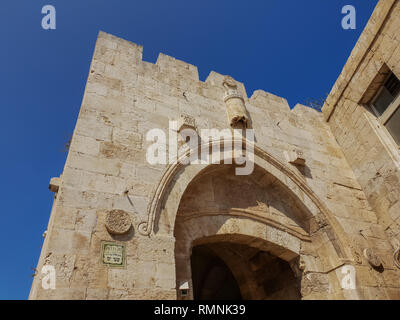 Blick auf die Abtei von 1352 (Kirche im Abendmahlssaal) auf Zion, Israel. Stockfoto