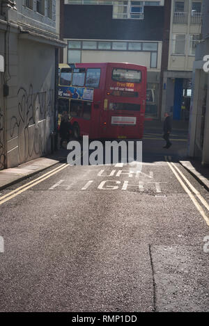 Brighton, England am 15. Februar 2019. Biegen Sie rechts ab. Stockfoto