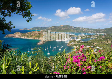 English Harbour von Shirley Heights, Nelson's Dockyard Nationalpark, Saint Paul Pfarrei, Antigua, Antigua und Barbuda, Kleine Antillen, Karibik Stockfoto