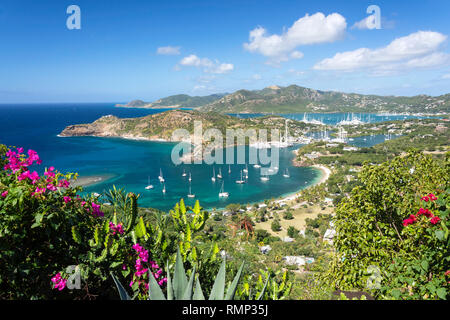 English Harbour von Shirley Heights, Nelson's Dockyard Nationalpark, Saint Paul Pfarrei, Antigua, Antigua und Barbuda, Kleine Antillen, Karibik Stockfoto