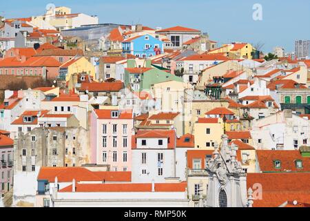 Antenne, Blick auf die Altstadt Stadt Lissabon, Portugal. Stockfoto