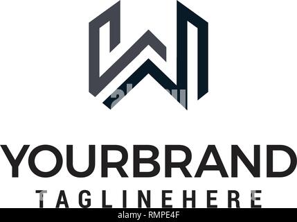 Buchstabe W line Art Monogramm Logo Designs Konzept Vorlage Stock Vektor