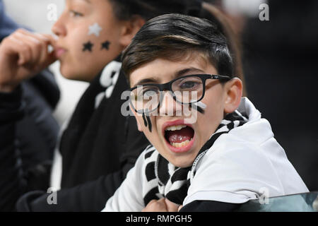 Allianz Stadion, Turin, Italien. 15 Feb, 2019. Serie A Fussball, Juventus gegen Frosinone; Juve Anhänger vor dem Spiel Quelle: Aktion plus Sport/Alamy leben Nachrichten Stockfoto