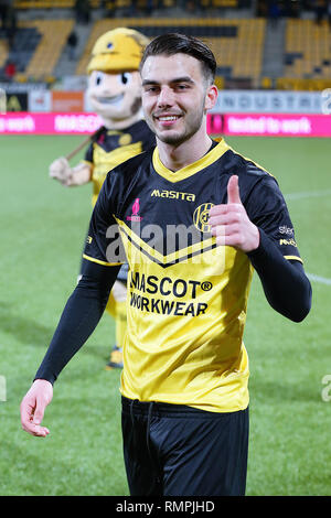 KERKRADE, Niederlande, 15-02-2019, Fußball, Niederländische Keuken Kampioen Divisie, Roda JC-SC Cambuur, Limburg Stadion, Saison 2018-2019, Gewinner Roda JC Kerkrade player Livio Milts Stockfoto