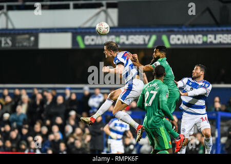 London, Großbritannien. 15 Feb, 2019. Olamide Shodipo der Queens Park Rangers im FA Cup 5 Runde zwischen den Queens Park Rangers und Watford an der Loftus Road Stadium, London, England am 15. Februar 2019. Foto von Adamo di Loreto. Nur die redaktionelle Nutzung, eine Lizenz für die gewerbliche Nutzung erforderlich. Keine Verwendung in Wetten, Spiele oder einer einzelnen Verein/Liga/player Publikationen. Credit: UK Sport Pics Ltd/Alamy leben Nachrichten Stockfoto