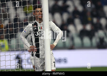 Torino, Italien. 15. Februar 2019. Cristiano Ronaldo von Juventus Turin in der Serie A Fußballspiel zwischen FC Juventus und Frosinone Calcio. Stockfoto