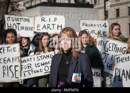 Jugend Streik 4 Klima. Tausende Schüler und Studenten gehen aus von den Lektionen, die in Westminster als Teil eines landesweiten Streik aus Protest gegen den Klimawandel Stockfoto