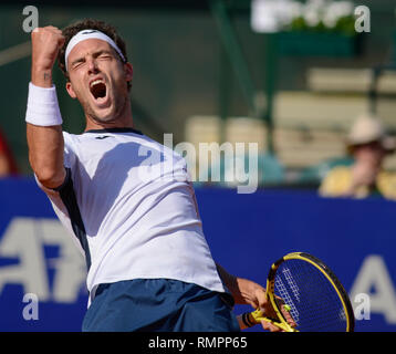 Buenos Aires, Argentinien. 15. Feb 2019. Marco Cecchinato (Italien), Argentinien öffnen, ein ATP 250 Tennis Turnier. Credit: Mariano Garcia/Alamy leben Nachrichten Stockfoto