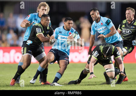 Brookvale, Australien. 16 Feb, 2019. Waratah auf der Angriff während der 2019 Super Rugby-spiel zwischen NSW Waratahs und Hurrikane in Brookvale Oval, Brookvale, Australien am 16. Februar 2019. Foto von Peter Dovgan. Credit: UK Sport Pics Ltd/Alamy leben Nachrichten Stockfoto