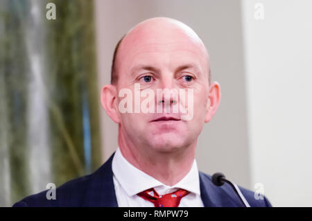 Belfast, Nordirland, Großbritannien. 15/02/2019 - Ian Walker MBE, Doppel silber Olympiamedaillengewinner Segler Sailor. Stockfoto