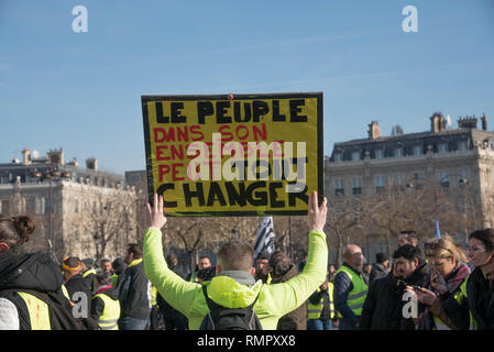 Paris, Frankreich, 16. Februar 2019 - "Gelb" Handeln 14. Stockfoto
