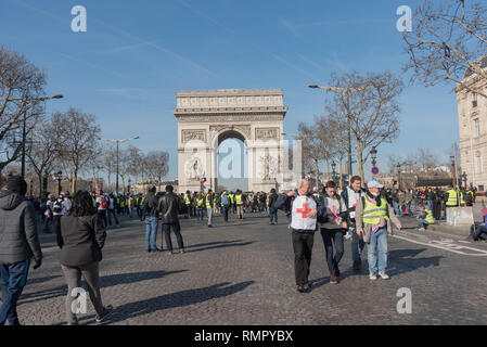 Paris, Frankreich, 16. Februar 2019 - "Gelb" Handeln 14. Stockfoto