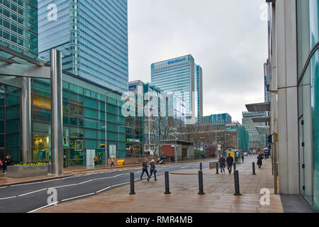 LONDON CANARY WHARF KANADA PLATZ BARCLAYS GEBÄUDE Stockfoto