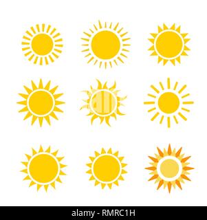 Sun flachbild Vektor Symbol auf weißem Hintergrund Stock Vektor